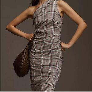Maeve by Anthropologie Plaid One Shoulder Dress